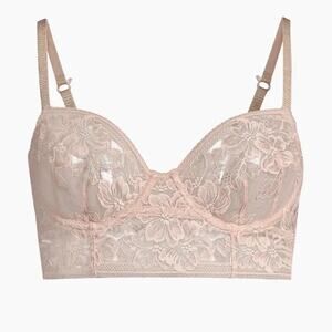 NWT Free People Sorento Demi Lace Longline Underwire Bra Beige Light Sand 34B